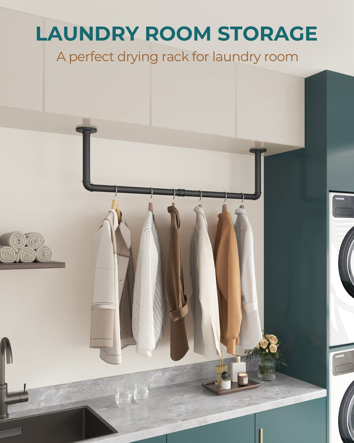 OROPY space-saving design maximizes wall area, reducing clutter in laundry rooms.