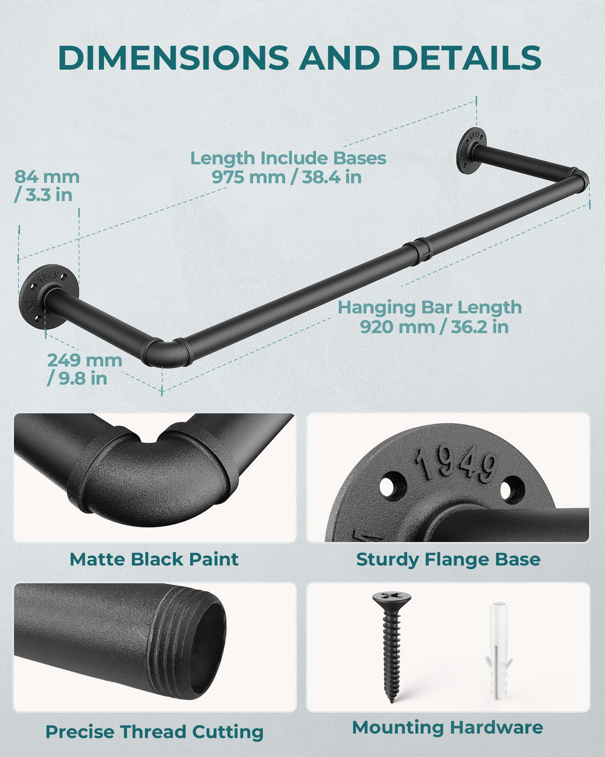OROPY wall-mounted clothes hanging rod ideal for closets, freeing floor space.