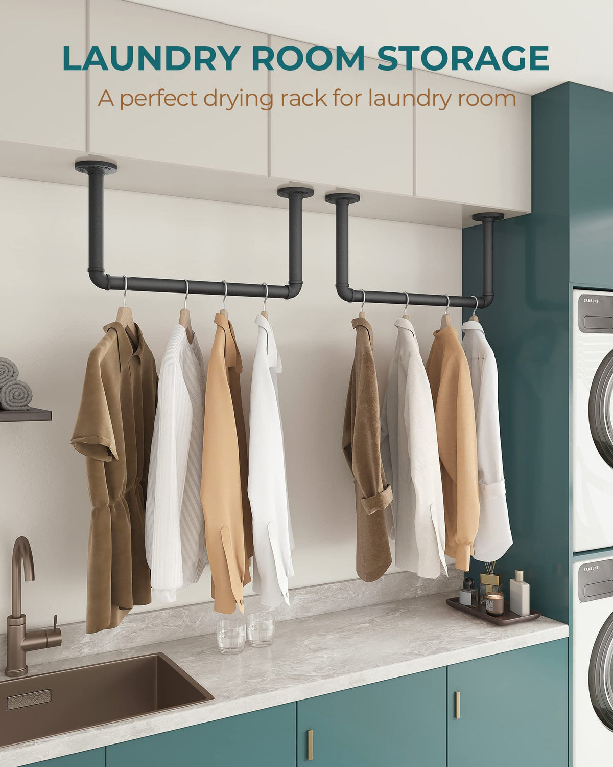 OROPY wall-mounted garment bar showcases heavy-duty iron construction for daily wear
