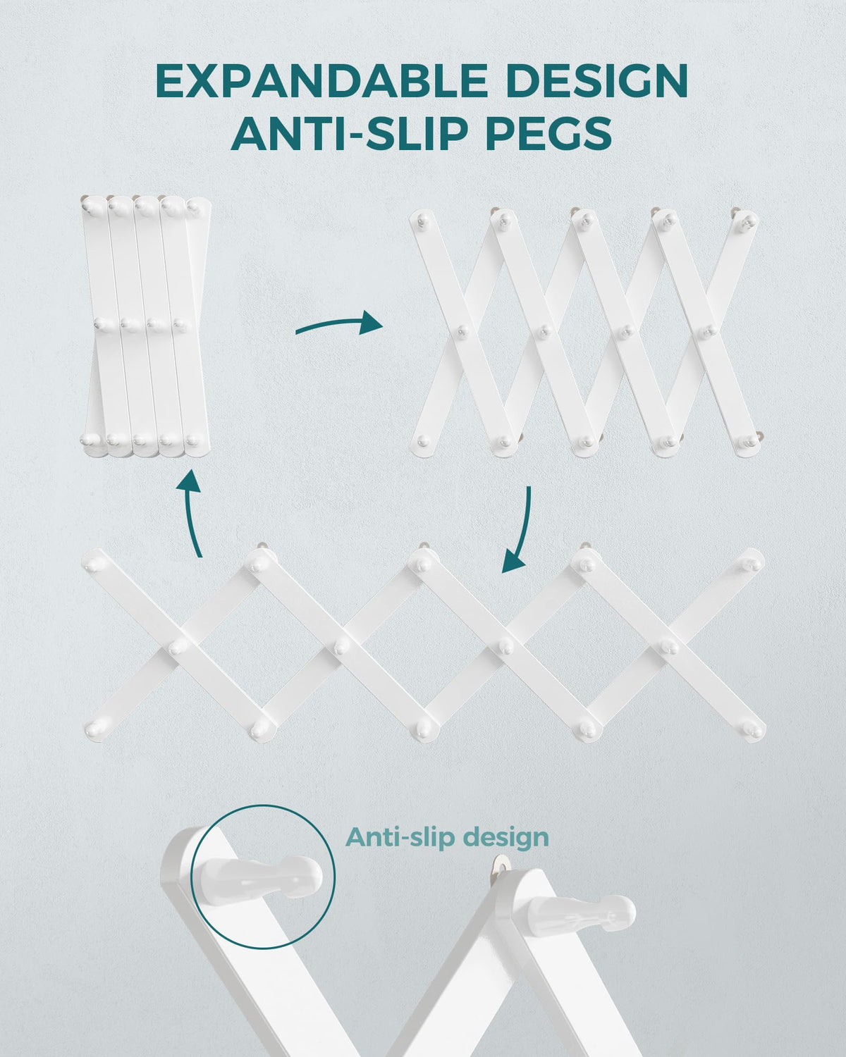OROPY wood hat rack with 14 pegs in entryway setup