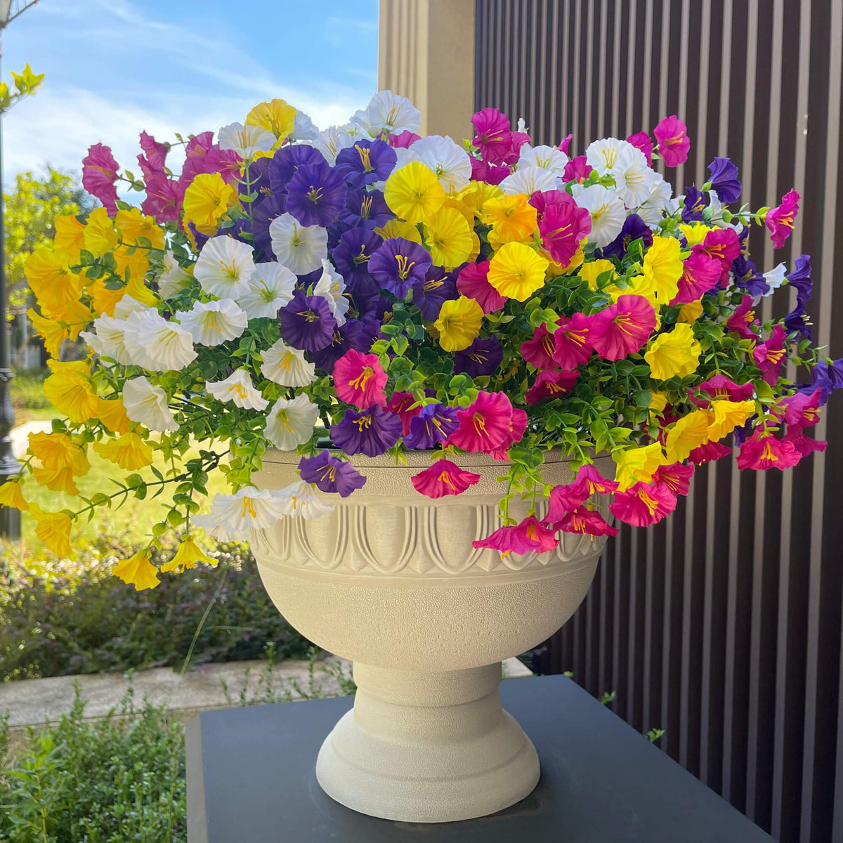 Orphidel eucalyptus stem faux flowers offer natural texture and easy arrangement.