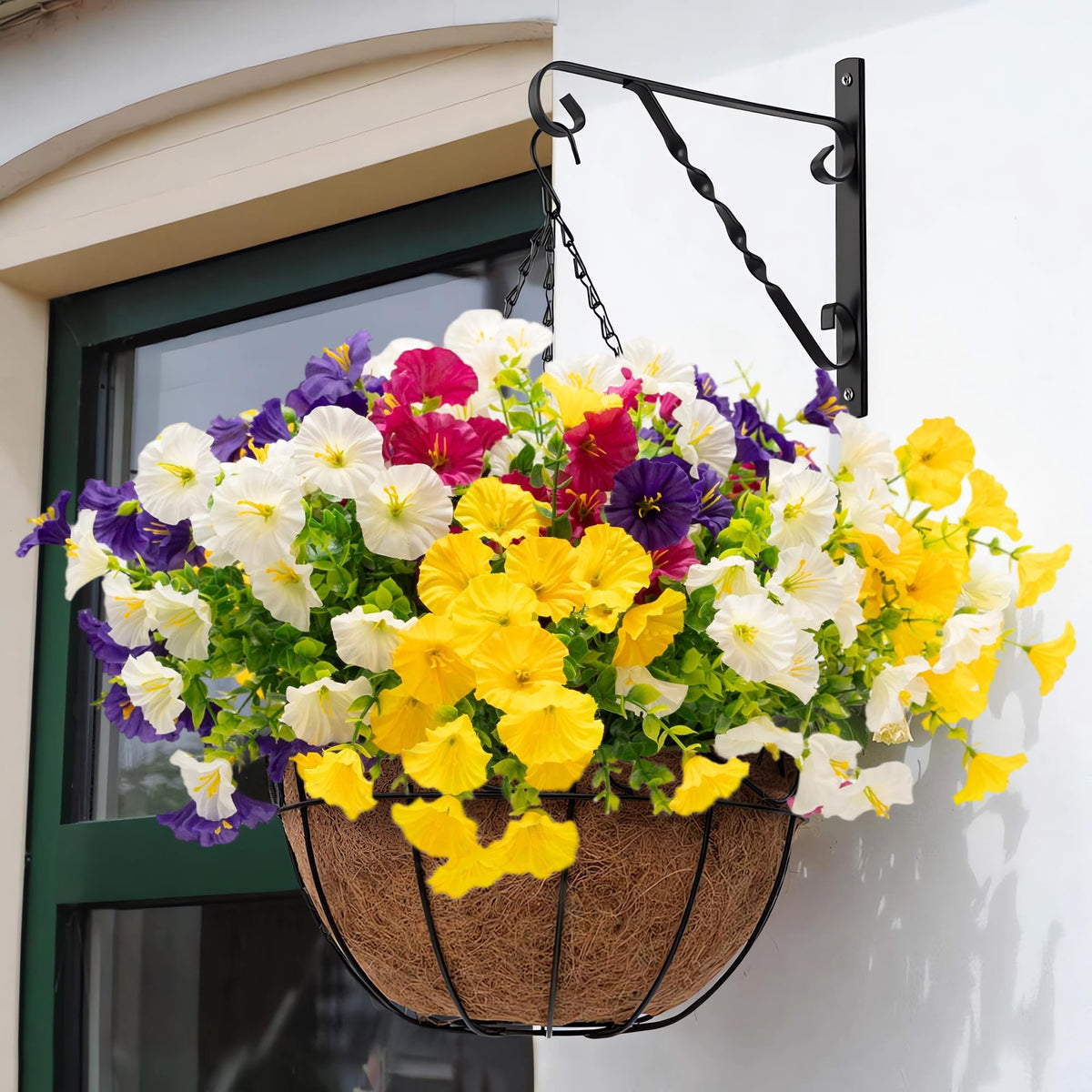 Orphidel front door decoration flowers provide quick entryway color.