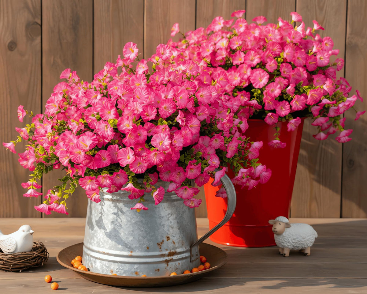 Orphidel pink morning glory close-up highlights realistic petals for indoor or outdoor displays.