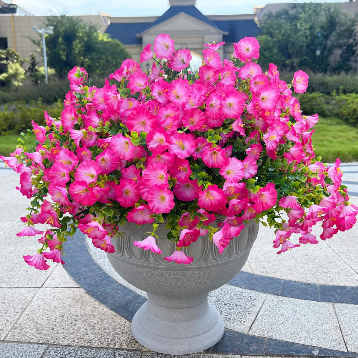 Orphidel faux floral cluster for porch railing display.