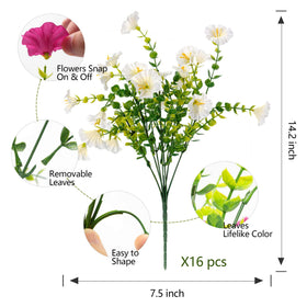 Orphidel white artificial flowers with green eucalyptus stems provide realistic, maintenance-free decor.