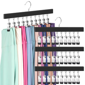 ORROENS legging organizer with wooden hangers and 360° rotation for space-saving wardrobes.
