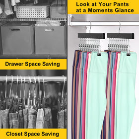 ORROENS yoga pants hangers with clips keep leggings in place.