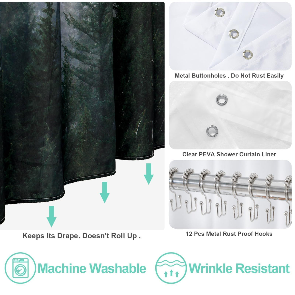 ORTIGIA 72x72 shower curtain size fits standard bathrooms