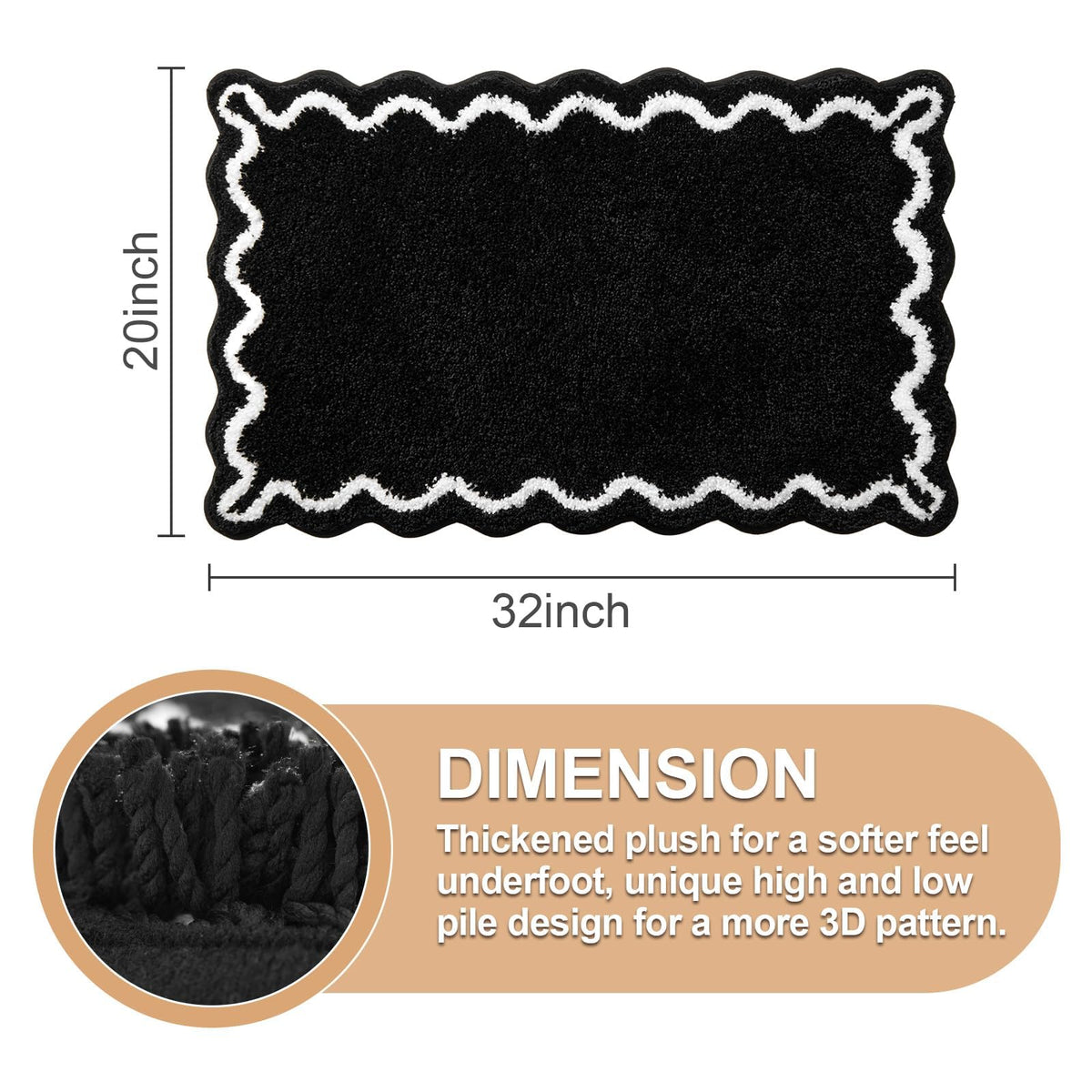 ORTIGIA Black bath mat underside is non-slip for safer bathroom use