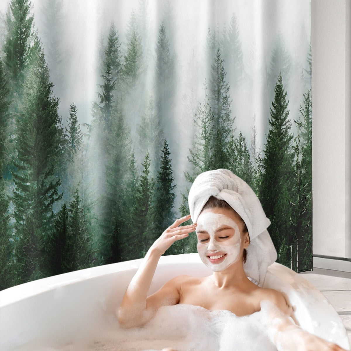 ORTIGIA nature-inspired bathroom decor elevates space with calming forest imagery.