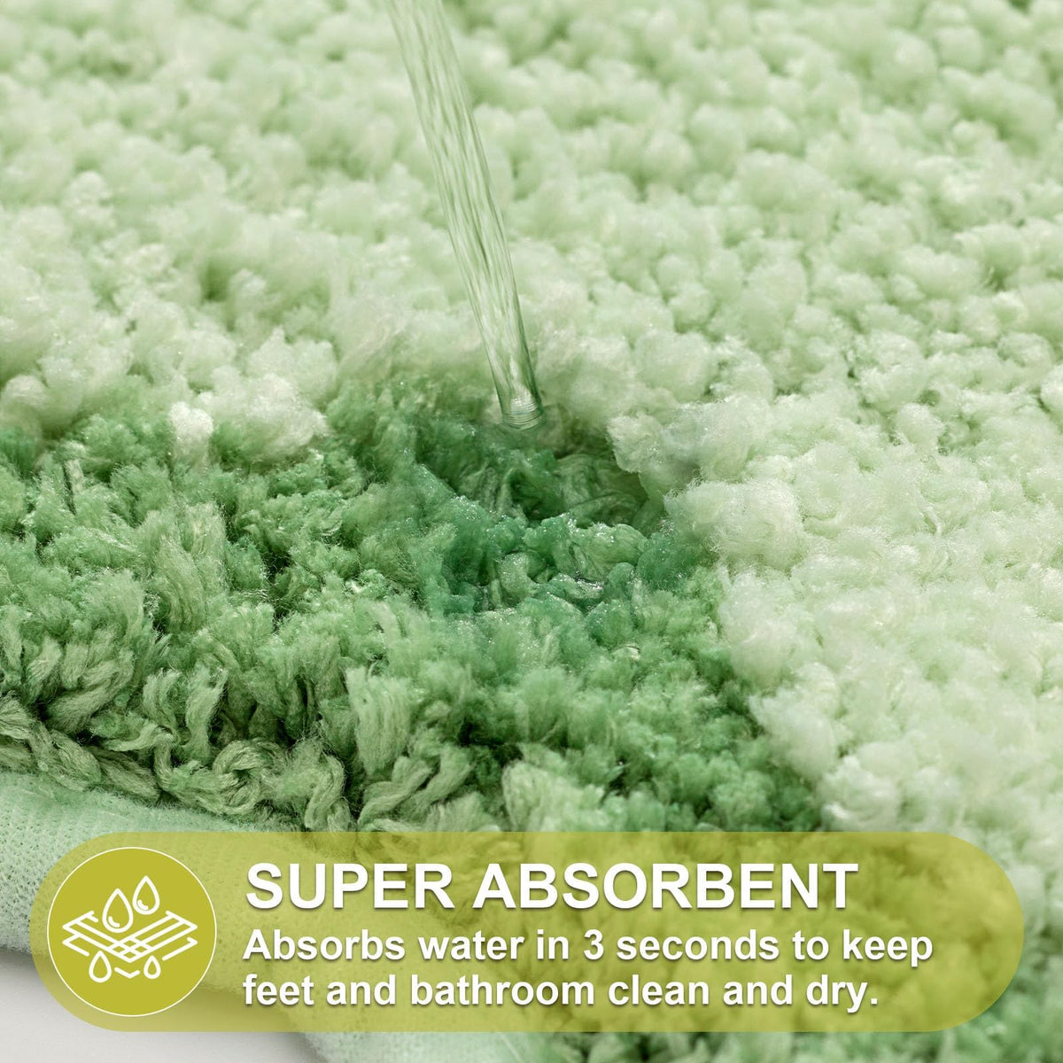 ORTIGIA soft microfiber mat provides plush feel underfoot.