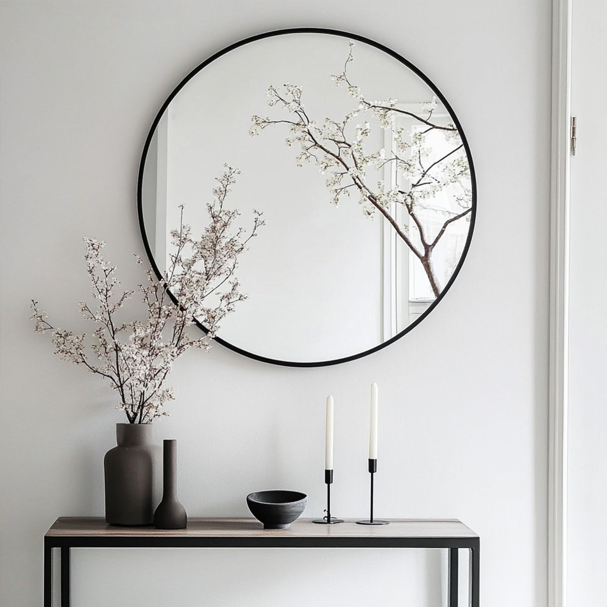 Oruii round mirror dining room wall enhances ambiance and reflections