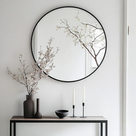 Oruii round mirror dining room wall enhances ambiance and reflections