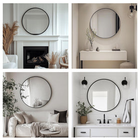 Oruii round mirror in entryway creates a welcoming focal point.