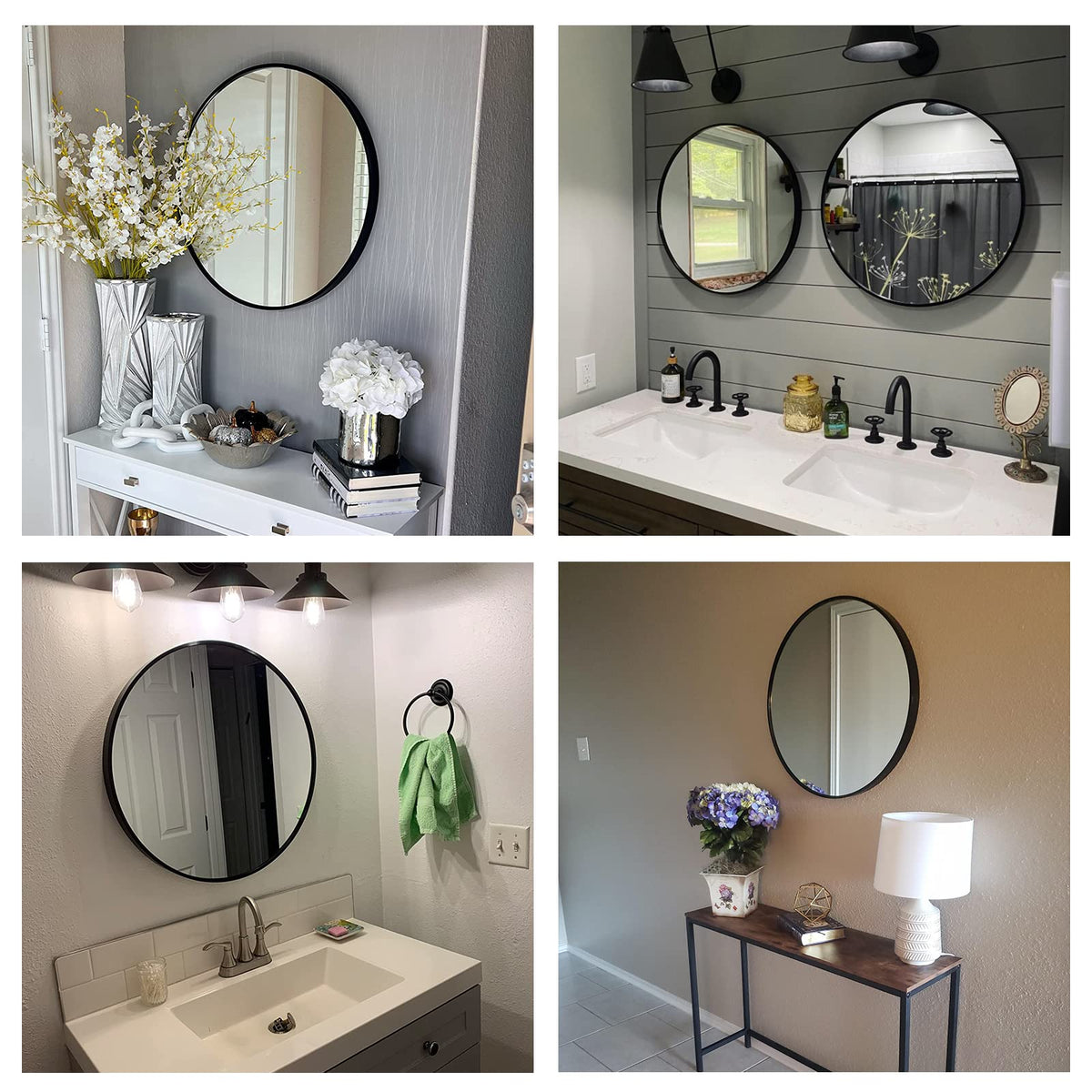 Oruii round mirror in living room decor adds depth and brightness to the space.