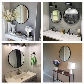 Oruii round mirror in living room decor adds depth and brightness to the space.