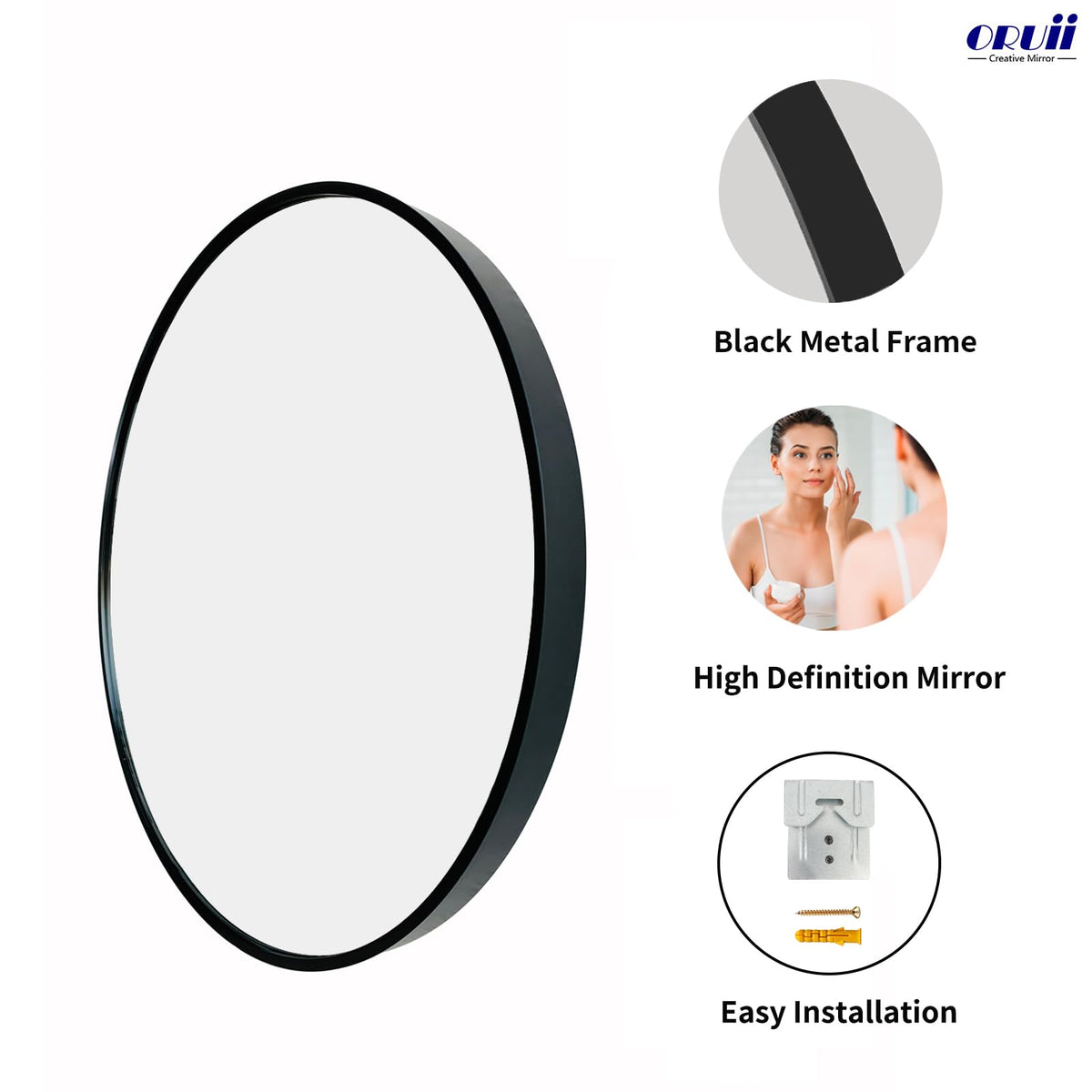Oruii round mirror living room decor complements contemporary styling