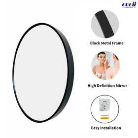 Oruii round mirror living room decor complements contemporary styling