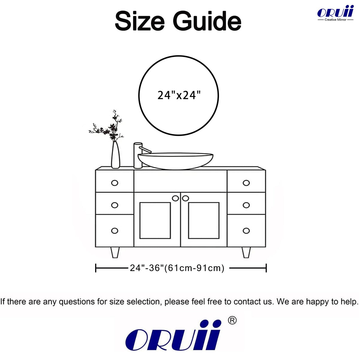 Oruii round mirror includes all hardware for easy mounting.