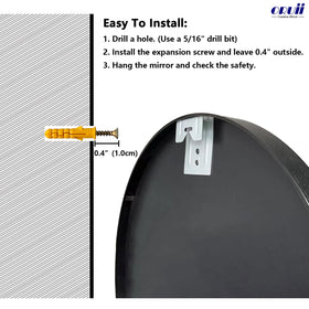 Oruii round mirror wall mount hardware included for quick setup