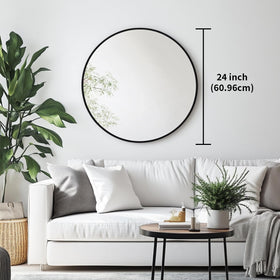 Oruii round mirror wall mounting demonstrates the preinstalled hook for quick setup.