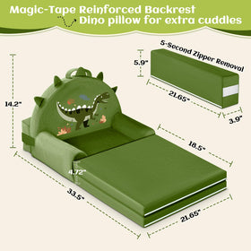 ORWIPO Dinosaur Kids Sofa Bed bear pillow included adds snuggle-worthy comfort.