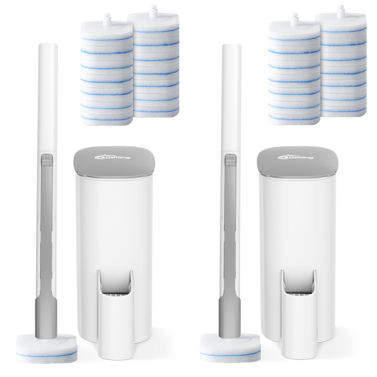 oshang disposable toilet brush 2-pack with holder for quick, hygienic cleaning