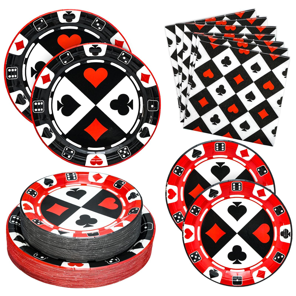 Osonm casino night dinner plates 8-9in for elegant party dining
