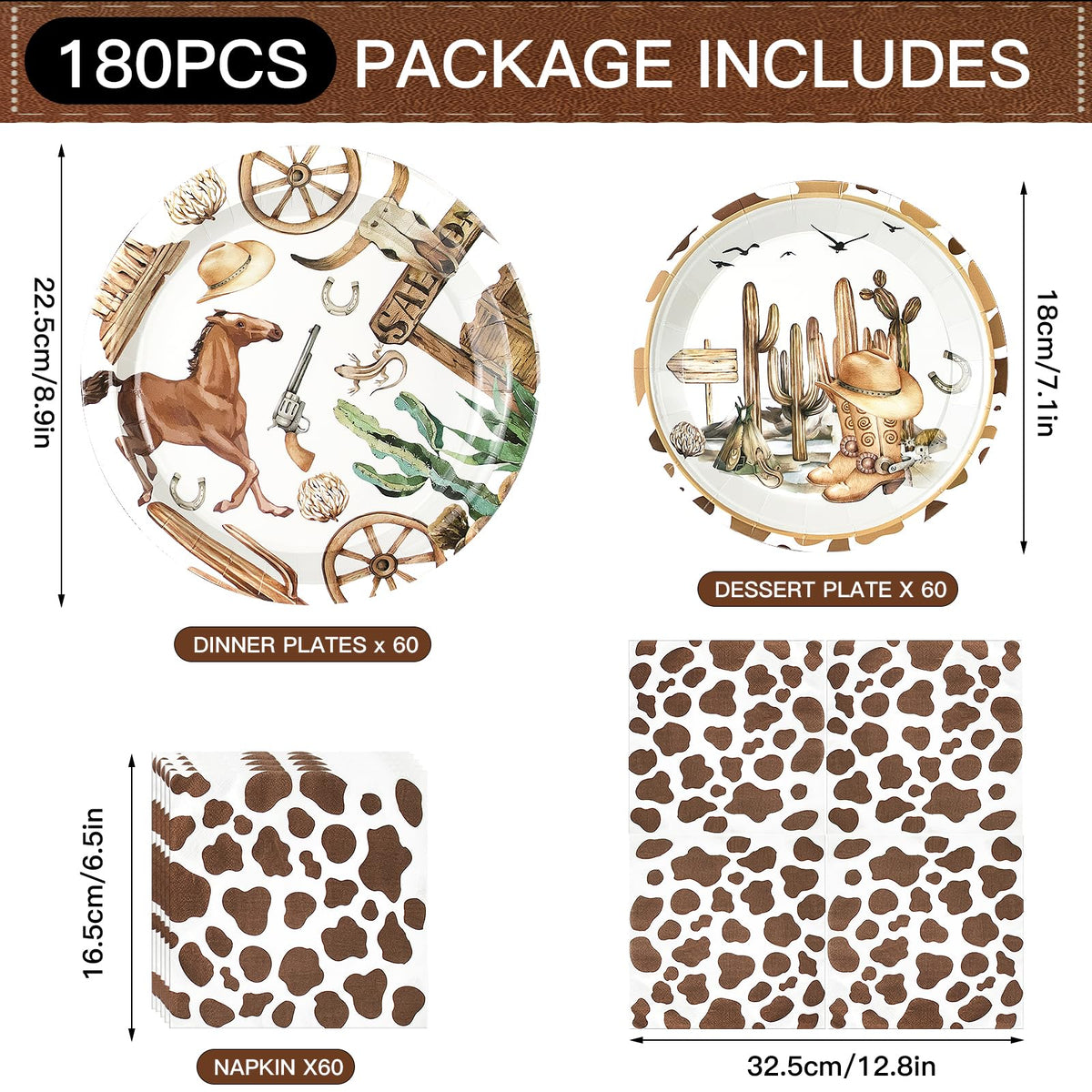 Osonm cowboy dessert plates 7-inch for quick dessert servings.