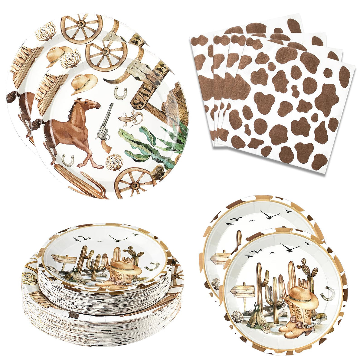 Osonm cowboy dinner plates 8-9in for sturdy Western party dining.