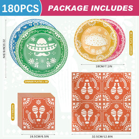 Osonm Mexican Fiesta dessert plates with bright designs for quick dessert service.