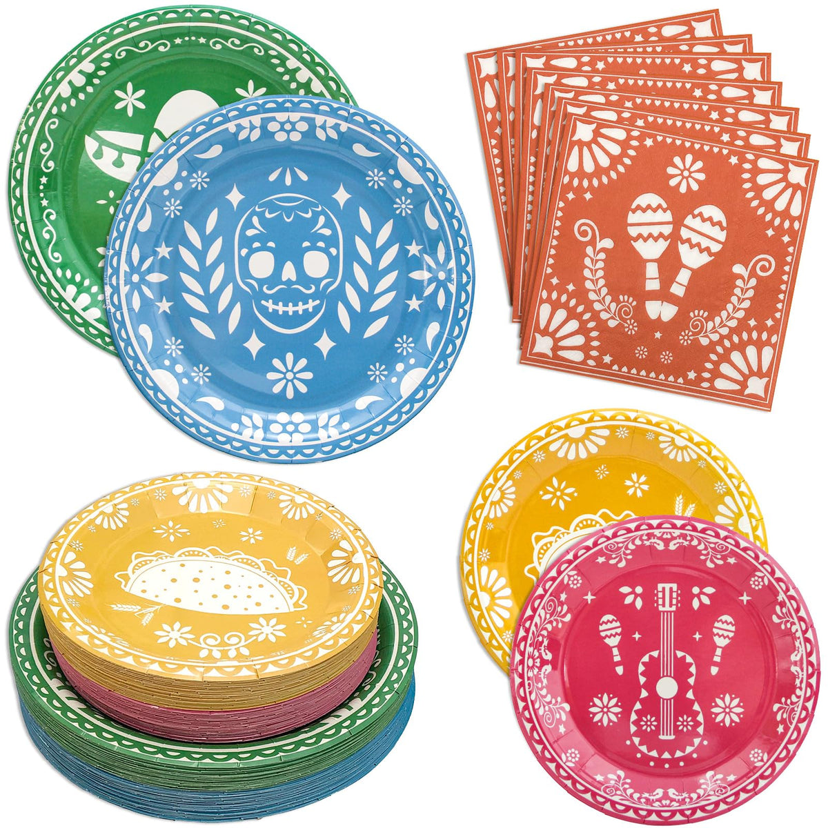 Osonm Mexican Fiesta dinner plates in vibrant colors for easy serving.