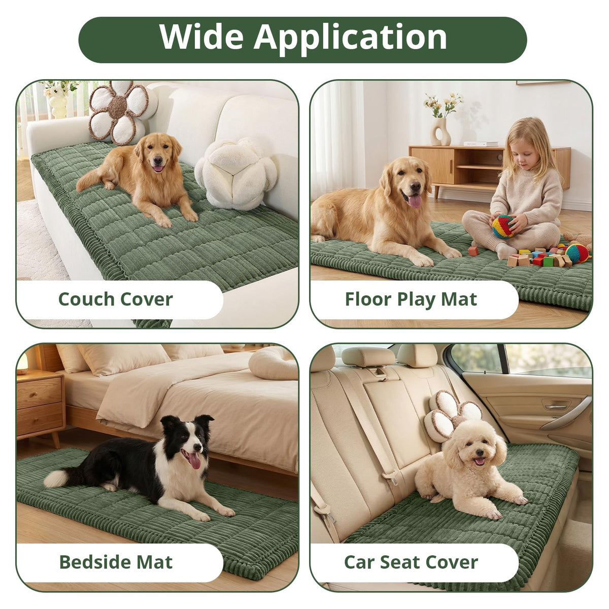 OstepDecor pet-friendly sofa protector in green keeps stains away while preserving the sofa look