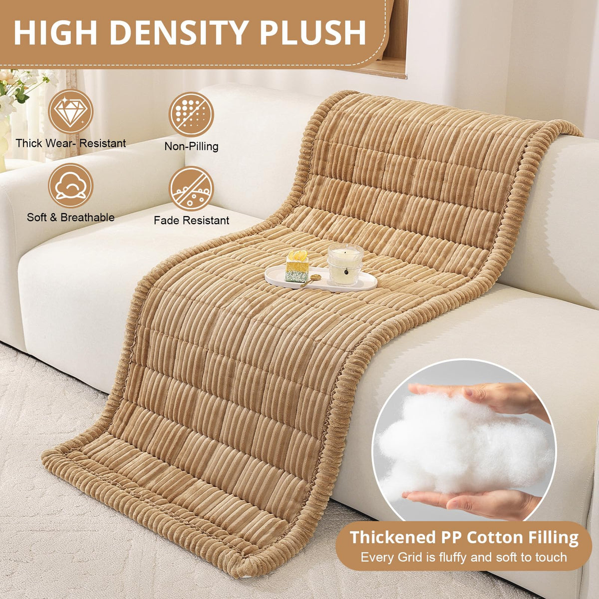OstepDecor sectional couch cover fits large layouts and protects fabric