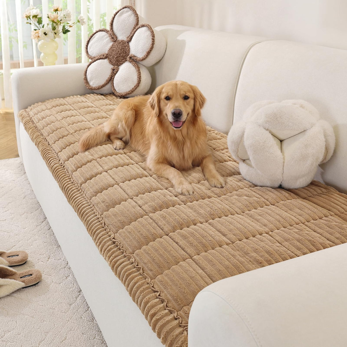 OstepDecor washable couch cover for dogs protects furniture from claws and spills