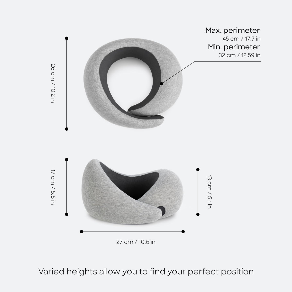 OSTRICH PILLOW Go asymmetrical sides adapt to resting positions during flights.