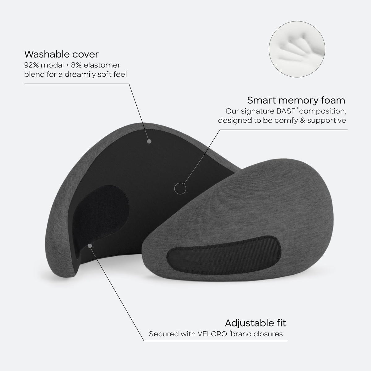 OSTRICH PILLOW Go asymmetrical sides enable flexible resting positions.