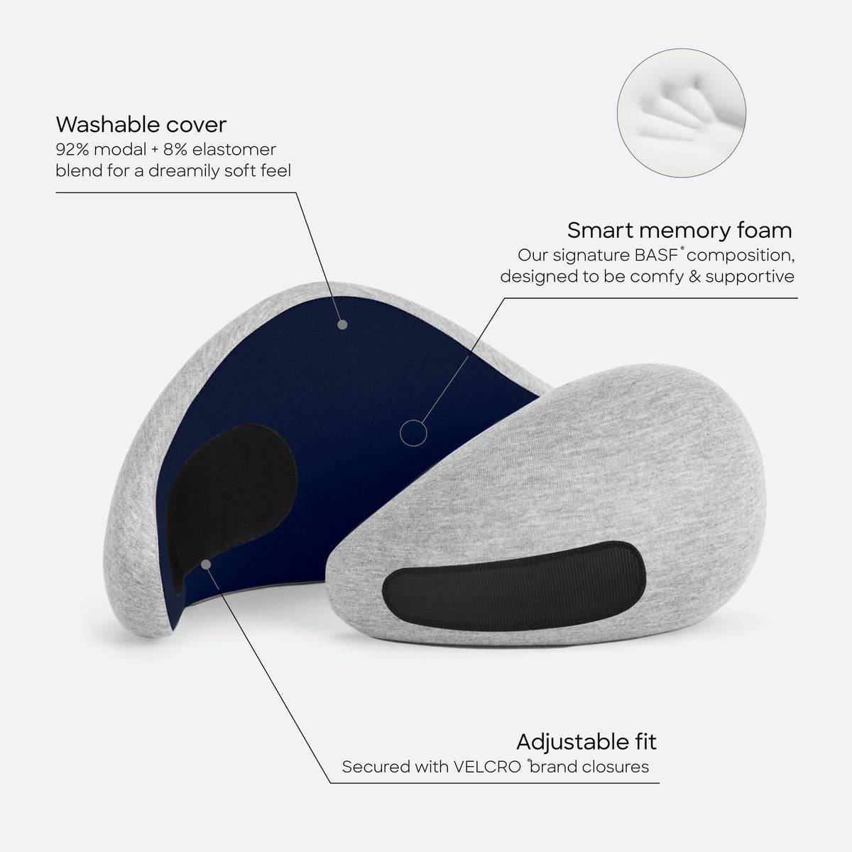 Ostrich Pillow Go asymmetrical sides offer adjustable resting positions.