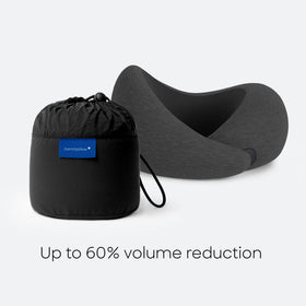OSTRICH PILLOW Go compatible with compact headphones for travel.