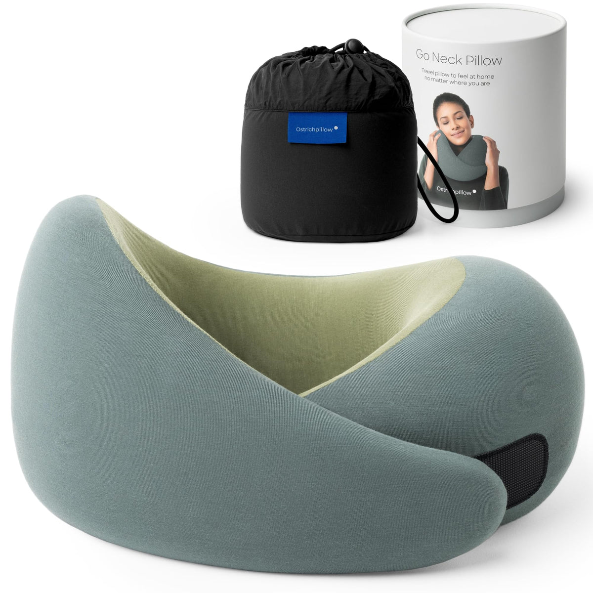OSTRICH PILLOW Go neck pillow with memory foam supports travelers on long flights.