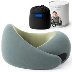 OSTRICH PILLOW Go neck pillow with memory foam supports travelers on long flights.