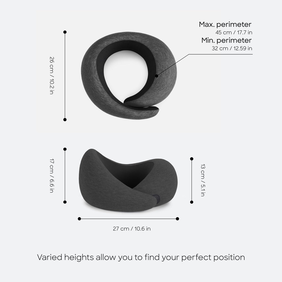 OSTRICH PILLOW Go Velcro closure for adjustable chin support.