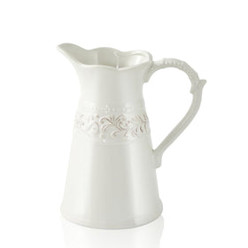 OTARTU white ceramic pitcher vase close-up showing glaze detail and craftsmanship.