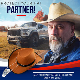 Spring-loaded OTASU cradle stabilizes cowboy hat during transit