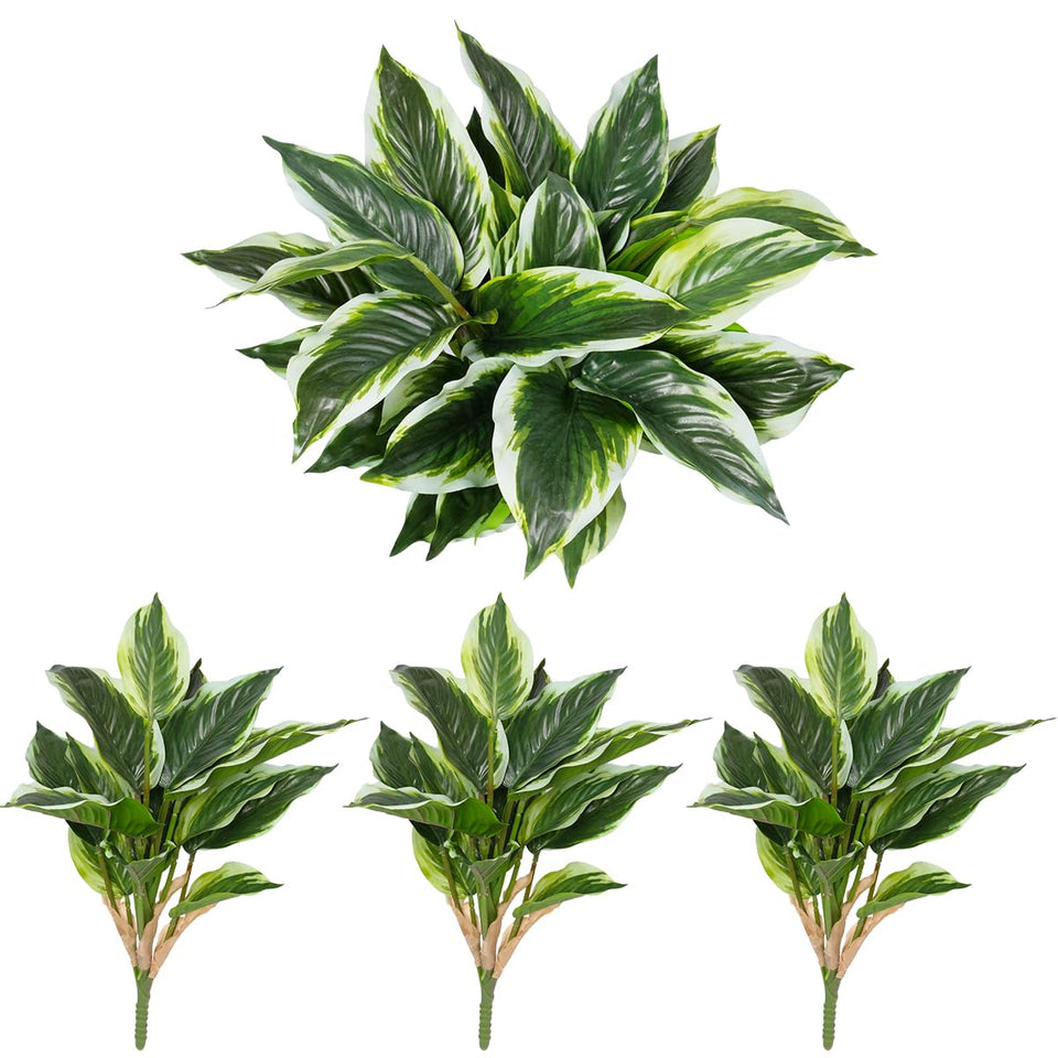 OTATOT 3pcs artificial tropical green plants with bendable stems for realistic patio decor.