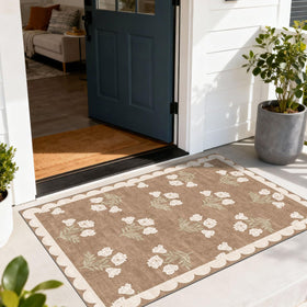 Othilic floral outdoor rug front door emphasizes welcoming style and durable outdoor use daily.