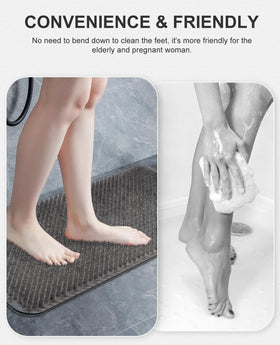OTHWAY dark grey mat blends with bathroom decor and stays in place.
