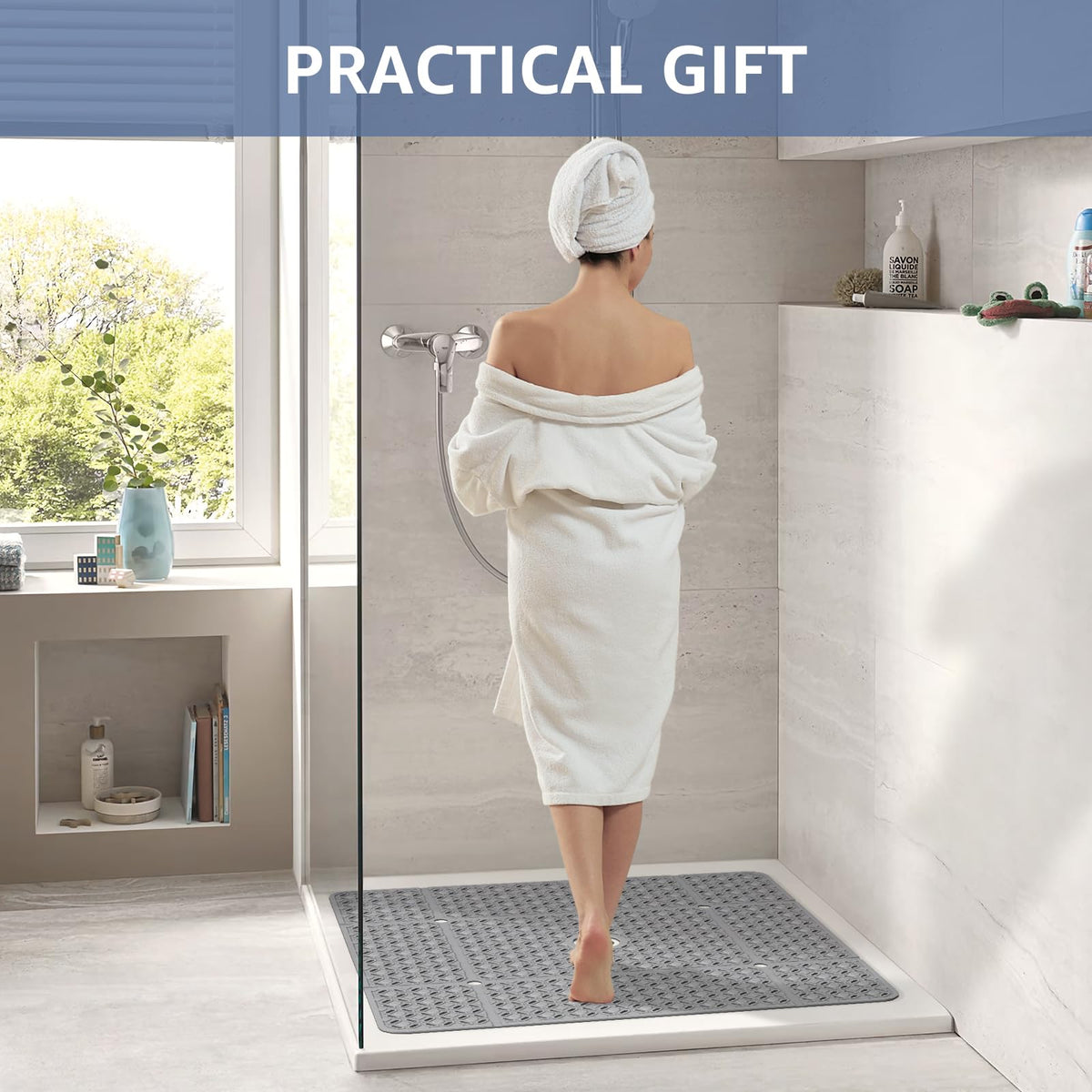 OTHWAY machine washable shower mat for easy cleaning