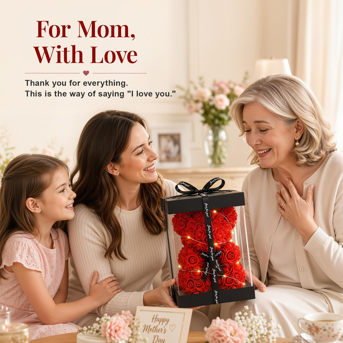 Otlonpe crystal-clear gift box highlights preserved roses from every angle for a premium display