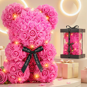 Otlonpe preserved rose bear with LED box showcases lasting beauty and gift-ready presentation.
